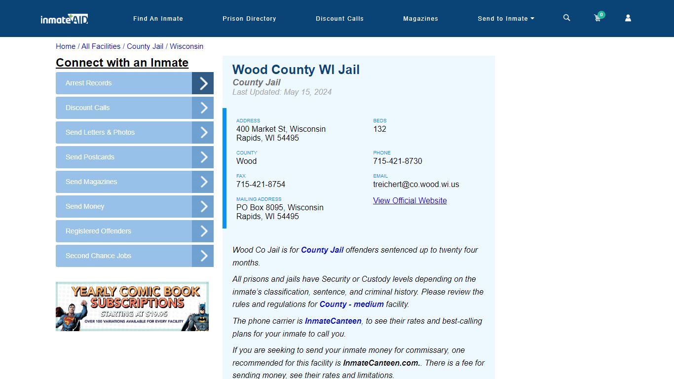 Wood County WI Jail - Inmate Locator